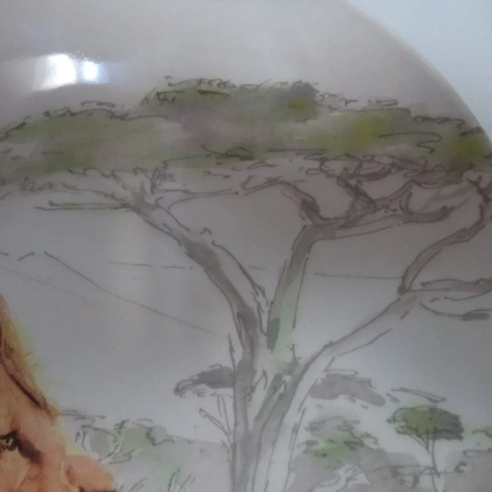 Pier 1 Africa Vtg Hand Painted Earthenware Bowl Set 4 Italy Elephant Lion Zebra